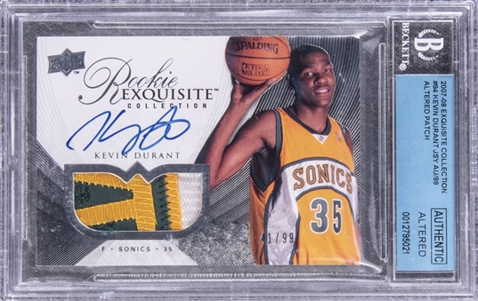 2007/08 UD "Exquisite Collection" Rookie Parallel #94 Kevin Durant Signed Patch Rookie Card (#41/99) – BGS Authentic
